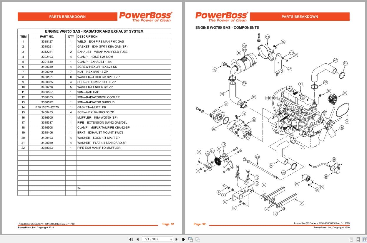 PowerBoss Sweeper Armadillo 6X Parts Catalog 4100043 2010 (2)