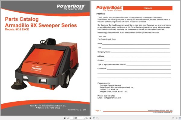Powerboss Sweeper Armadillo 9X 9Xce Parts Catalog Wiring Diagram 4100000 2014 (1)