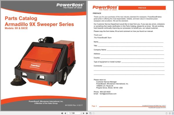 Powerboss Sweeper Armadillo 9X 9Xce Parts Catalog Wiring Diagram 4100000 2017 (1)
