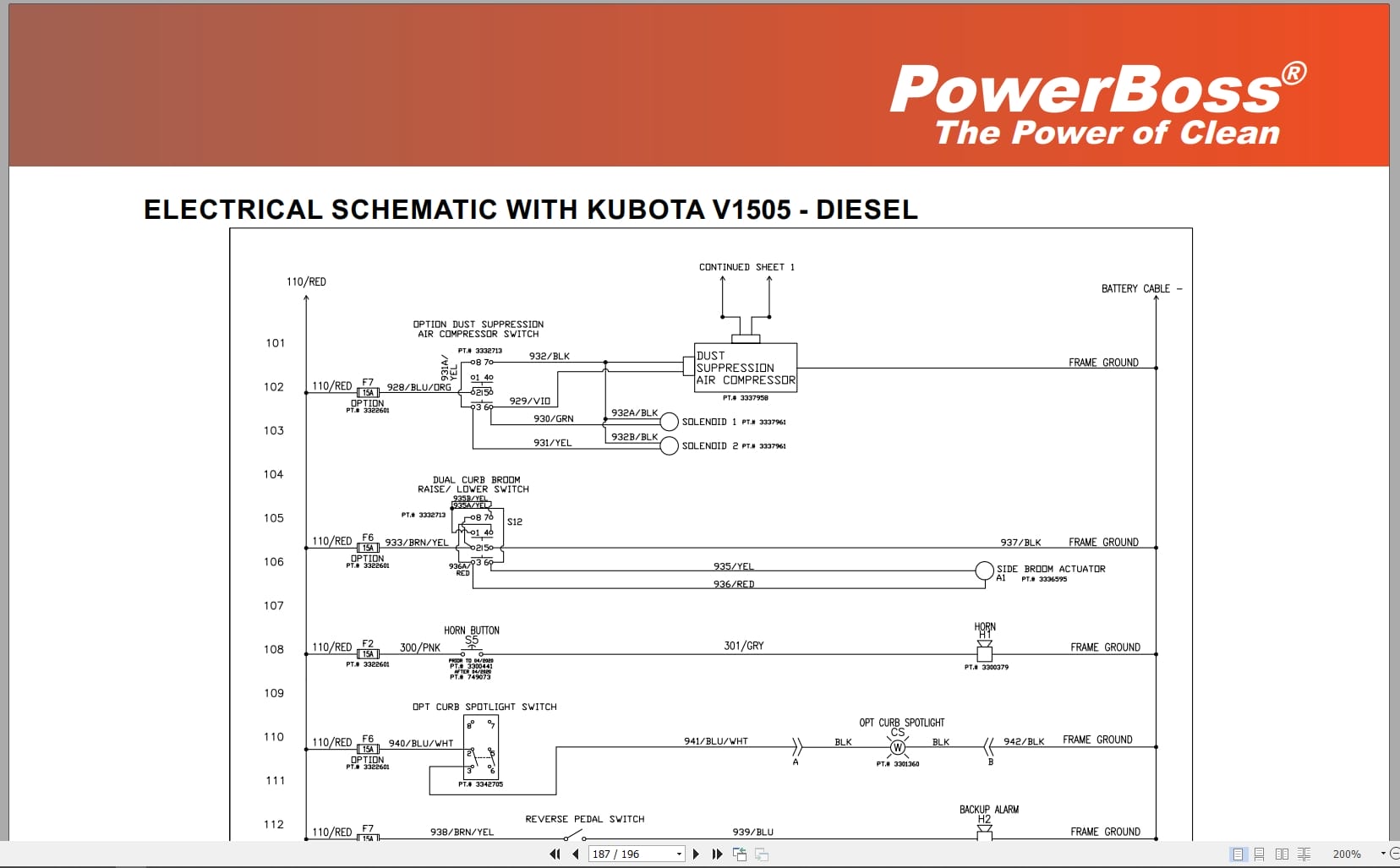 PowerBoss Sweeper Armadillo 9X 9XCE Parts Catalog Wiring Diagram 4100000 2020 (4)
