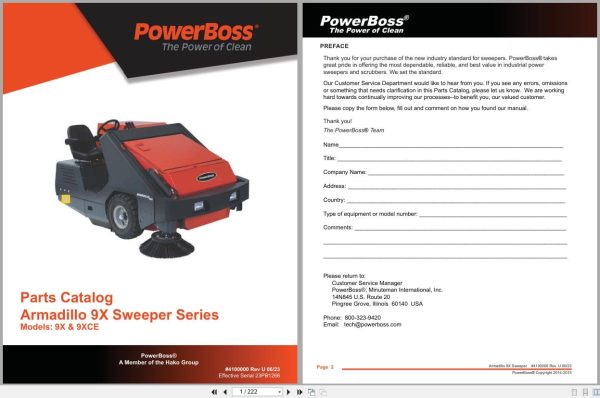 Powerboss Sweeper Armadillo 9X 9Xce Parts Catalog Wiring Diagram 4100000 2023 (1)