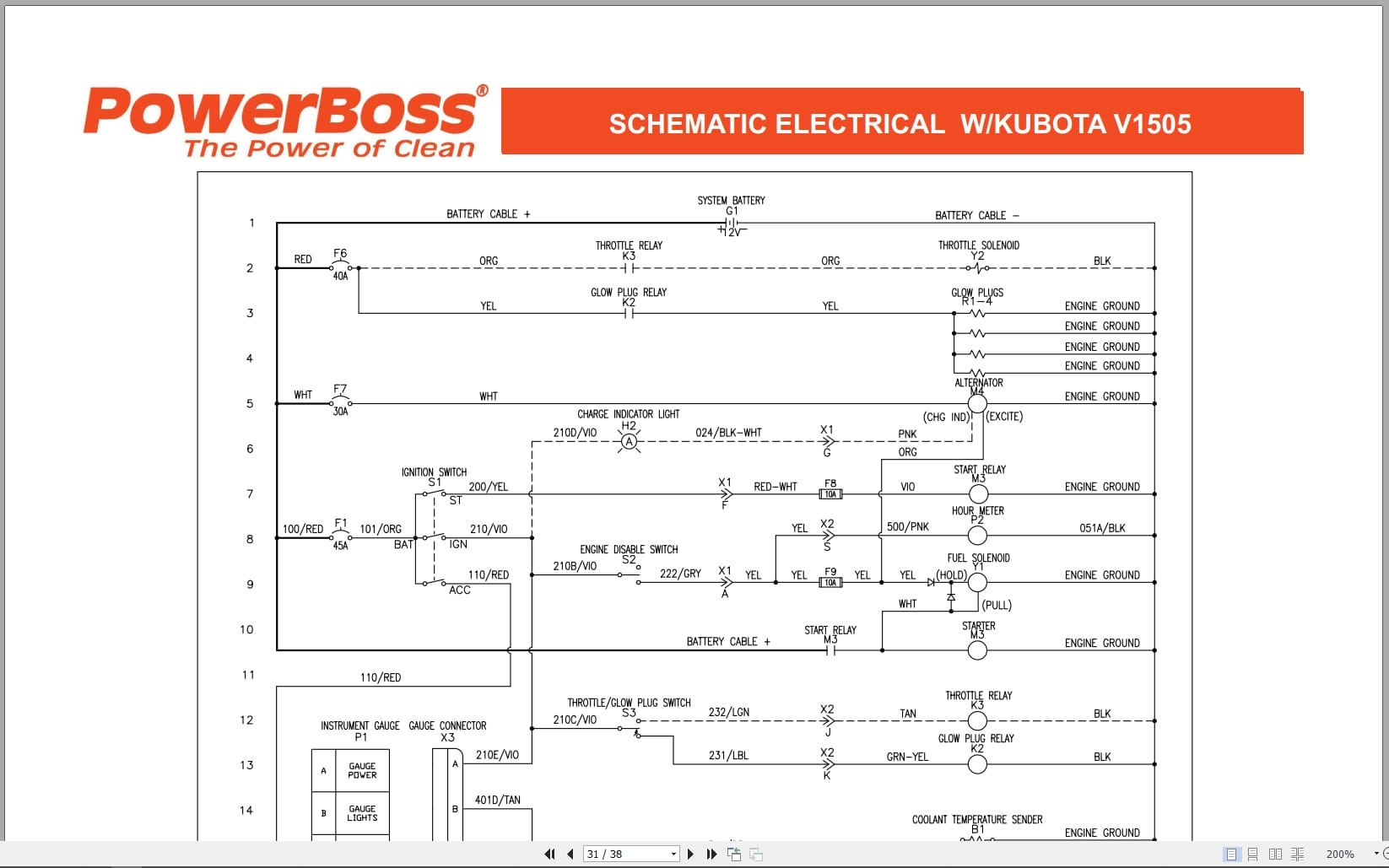 PowerBoss Sweeper Armadillo 9X Series Service Manual Wiring Diagram 4100039 2010 (3)