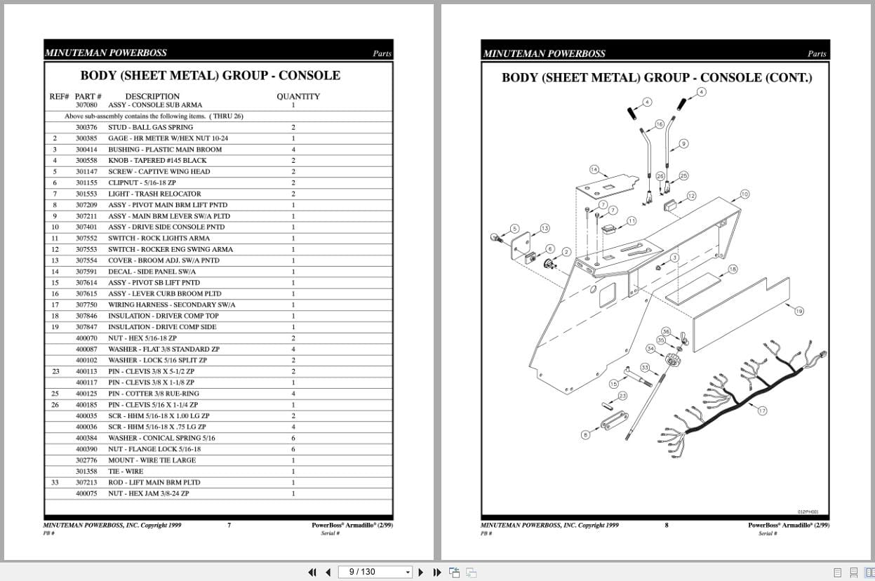 PowerBoss Sweeper Armadillo 9XV Deluxe Nissan Parts Section (2)