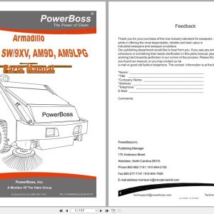 PowerBoss Sweeper Armadillo SW 9XR To AM9LPG Parts Manual Wiring Diagram 4100000 2007 (1)