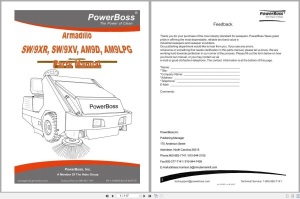 Powerboss Sweeper Armadillo Sw 9Xr To Am9Lpg Parts Manual Wiring Diagram 4100000 2007 (1)