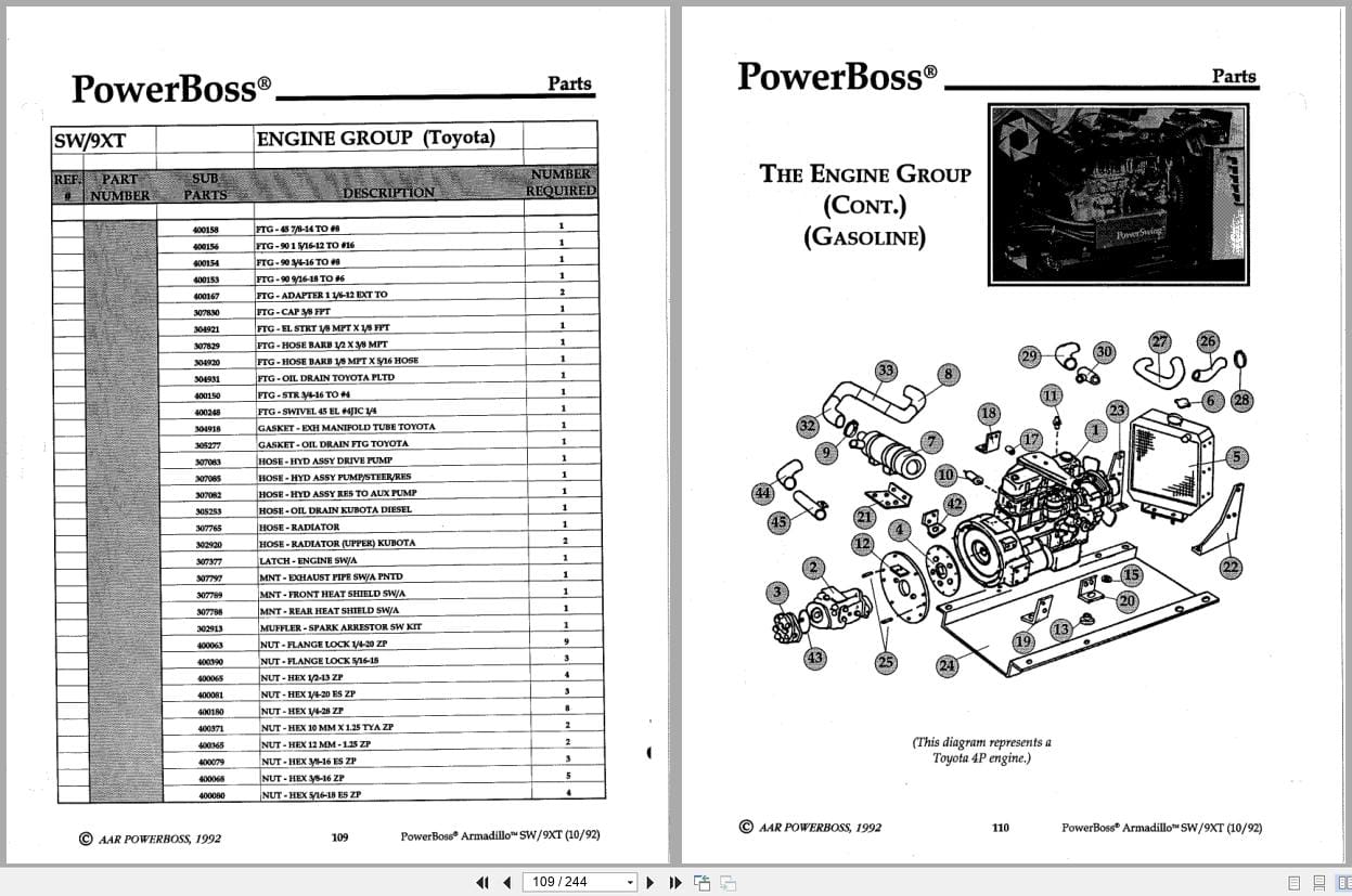 PowerBoss Sweeper Armadillo SW 9XT Operation Maintenance Parts (2)