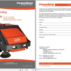 PowerBoss Sweeper Armadillo SW 9XV SW 9XR Parts Catalog Wiring Diagram 4100000 2009 (1)