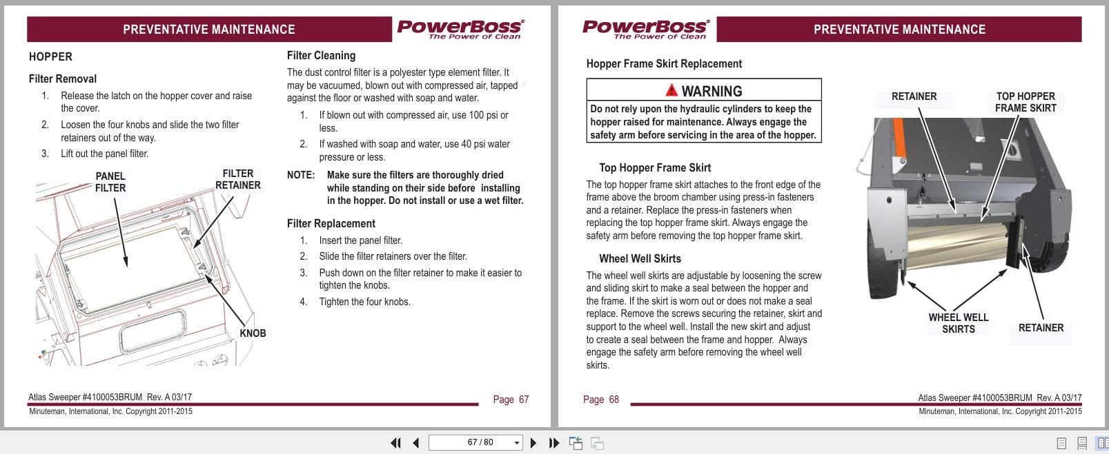 PowerBoss Sweeper Atlas PB620DSL DSBBR User Manual 4100053BRUM 2017 (2)