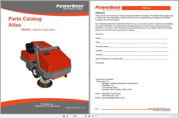 PowerBoss Sweeper Atlas PB620DSL PB620LP Parts Catalog 4100053 2011 (1) PowerBoss Sweeper Atlas PB620DSL PB620LP Parts Catalog 4100053 2011 (1)
