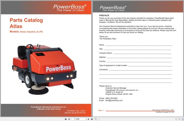 Powerboss Sweeper Atlas Pb620Dsl To Pb620Lp Dsb Parts Catalog Wiring Diagram 4100053 2021 (1)