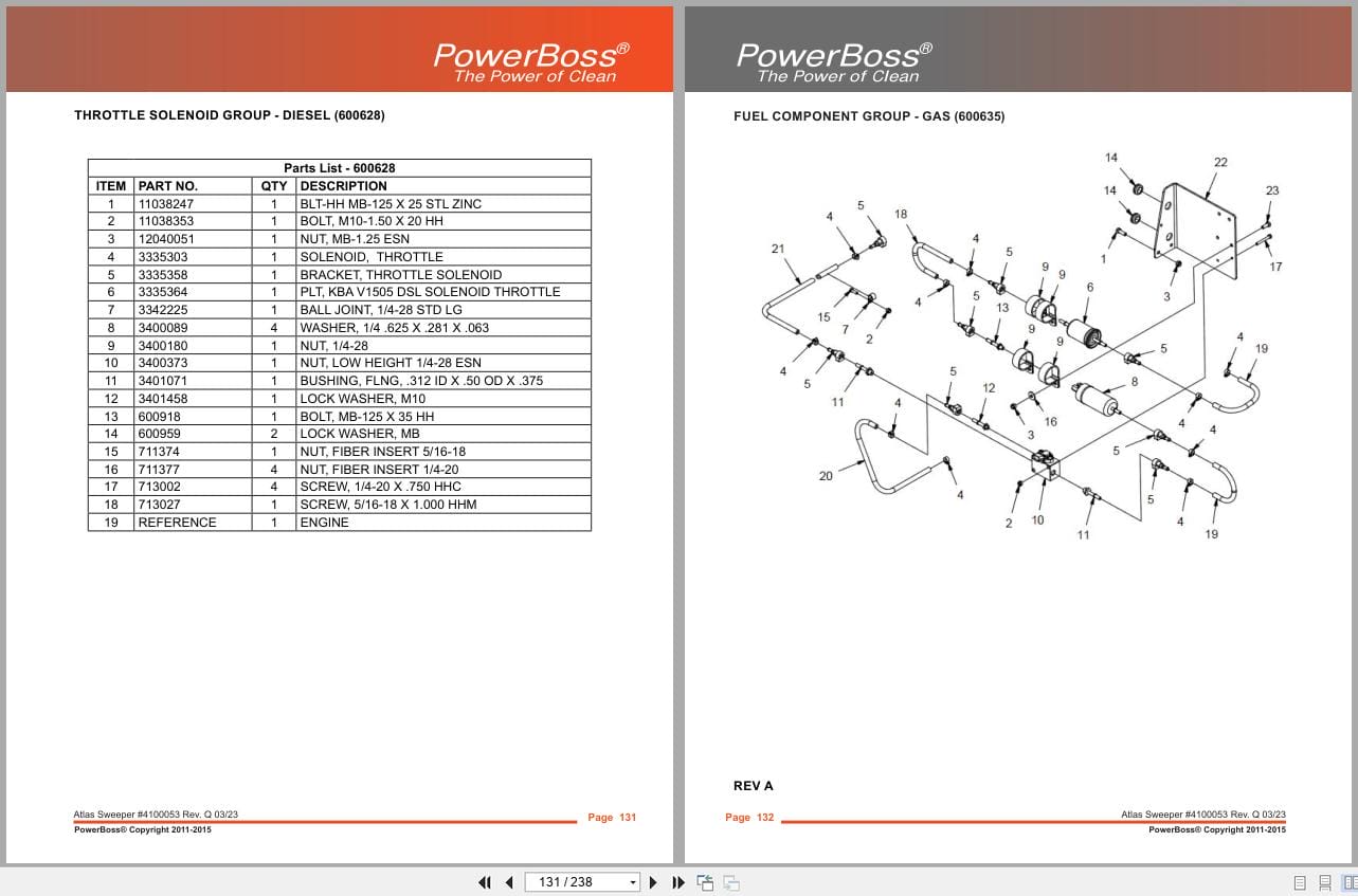 PowerBoss Sweeper Atlas PB620DSL To PB620LP DSB Parts Catalog Wiring Diagram 4100053 2023 (2)