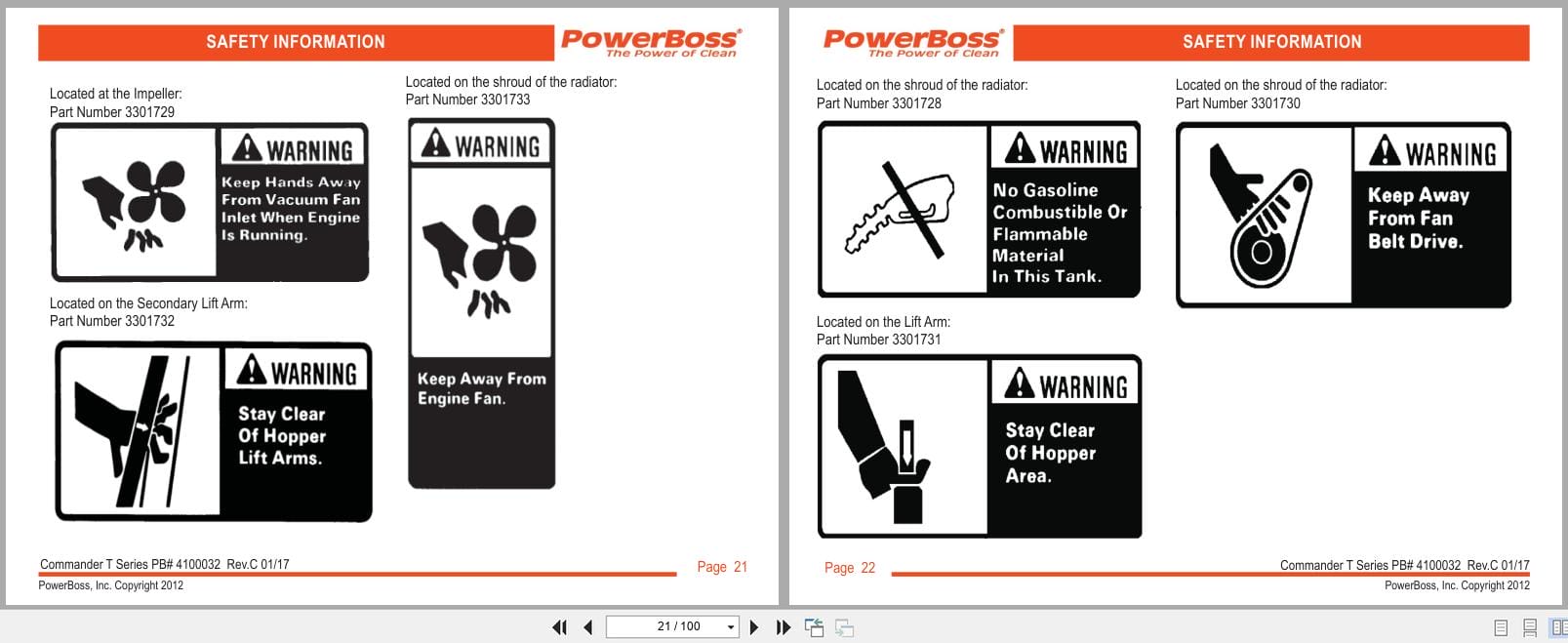 PowerBoss Sweeper Commander T82 Europe Gasoline LP Diesel User Manual 4100032 2017 (2)