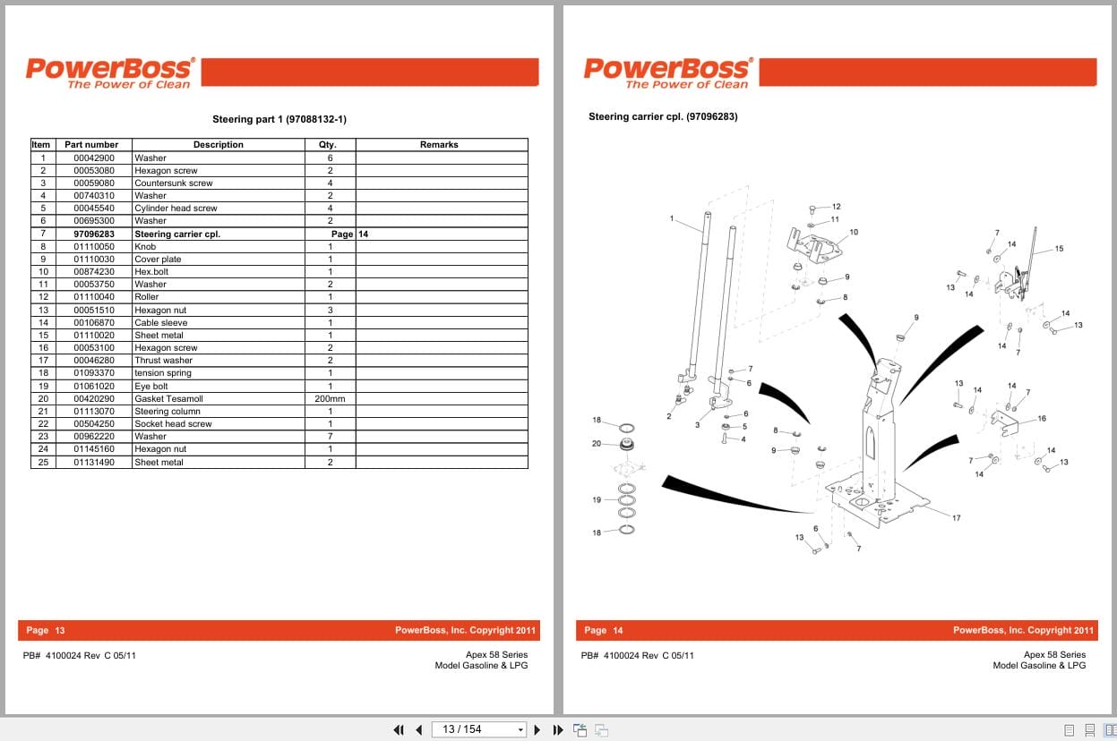 PowerBoss Sweeper Gasoline LPG Apex 58 Series Parts Catalog 4100024 2011 (2)