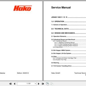 PowerBoss Sweeper Jonas 1200V 1200D 1200E Service Manual 2012 (1)