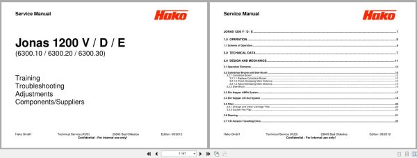 PowerBoss Sweeper Jonas 1200V 1200D 1200E Service Manual 2012 (1) Powerboss Sweeper Jonas 1200V 1200D 1200E Service Manual 2012 (1)