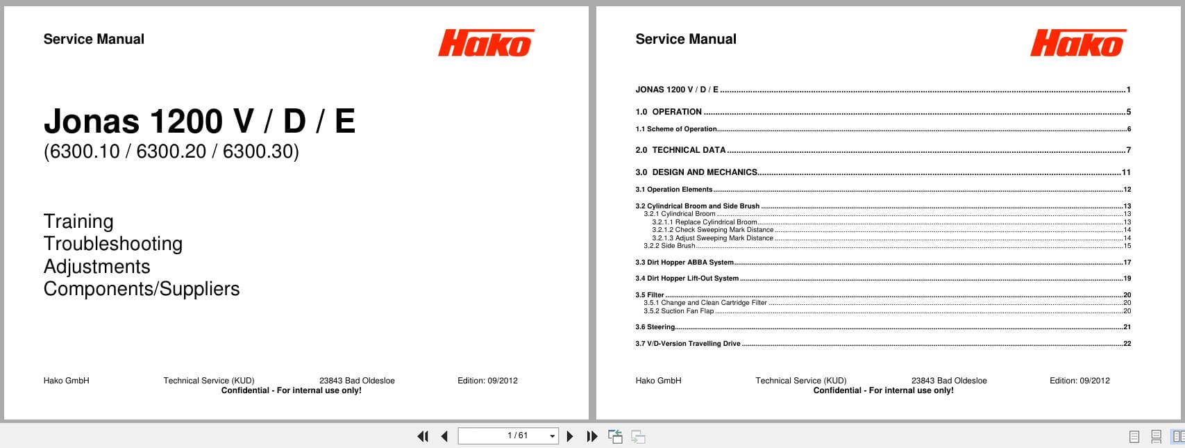 PowerBoss Sweeper Jonas 1200V 1200D 1200E Service Manual 2012 (1)