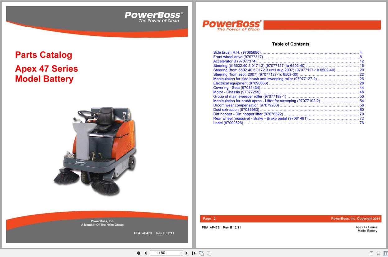 PowerBoss Sweeper Model Battery Apex 47 Series Parts Catalog AP47B 2011 (1)