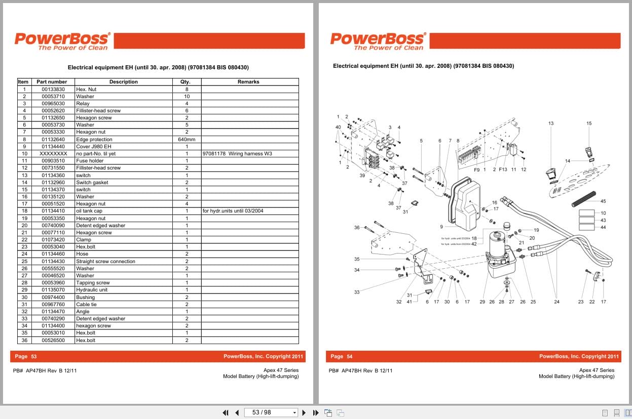 PowerBoss Sweeper Model Battery Apex 47 Series Parts Catalog AP47BH 2011 (2)