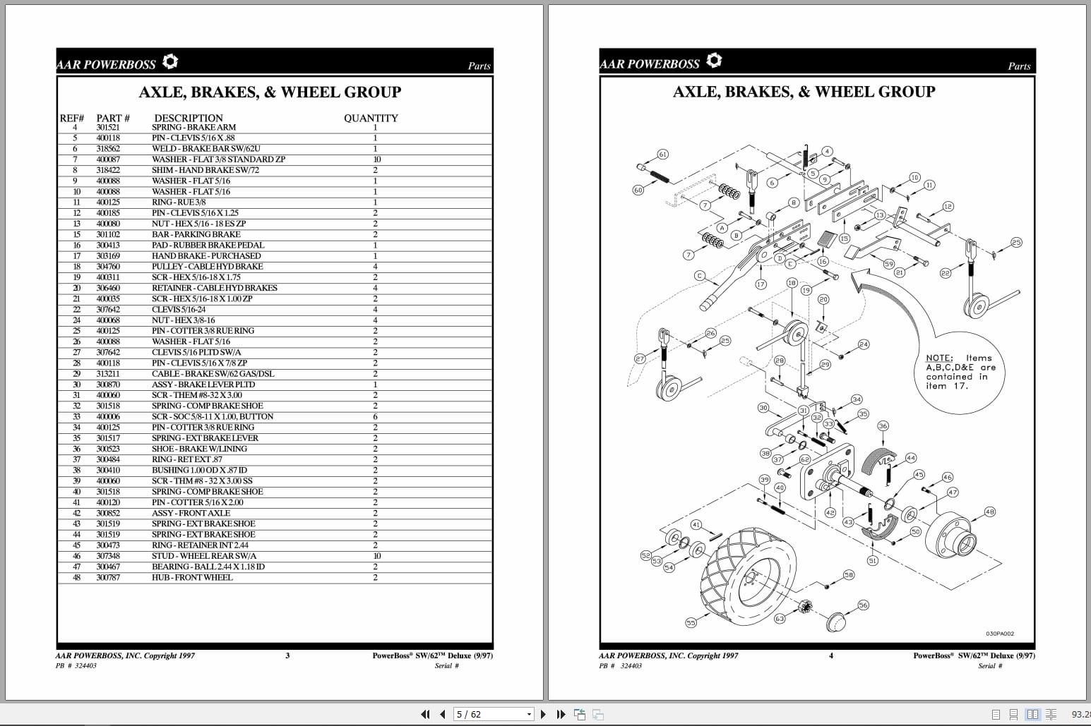 PowerBoss Sweeper SW 62 Deluxe Operation Maintenance Parts 324403 (2)