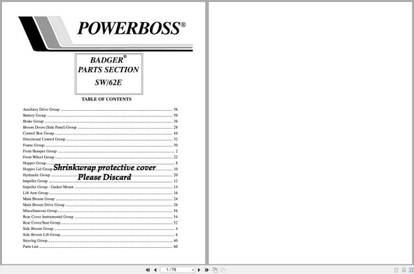 Powerboss Sweeper Sw 62E Parts Section (1)
