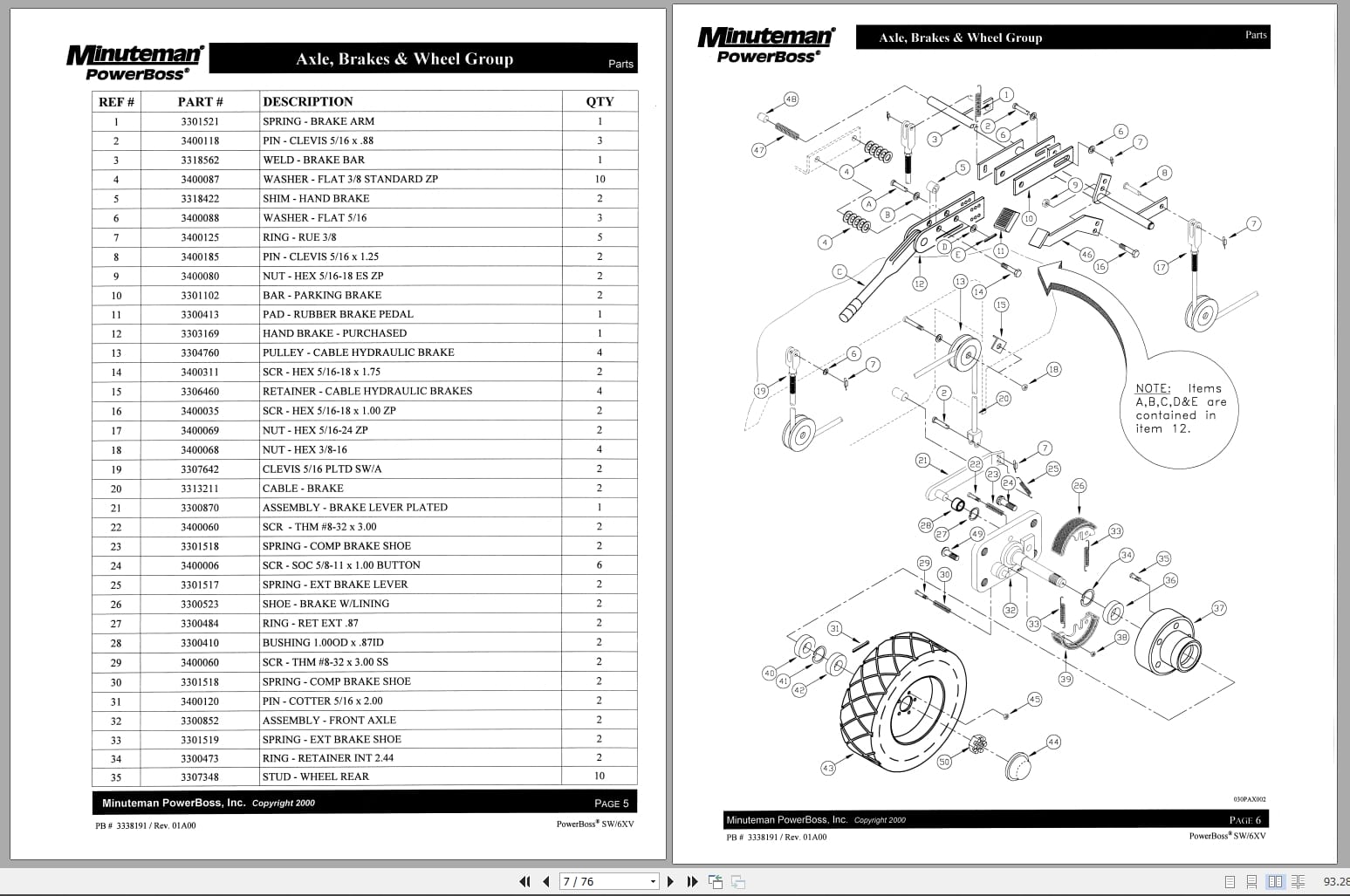 PowerBoss Sweeper SW 6X Service Operation Parts Manual (3)