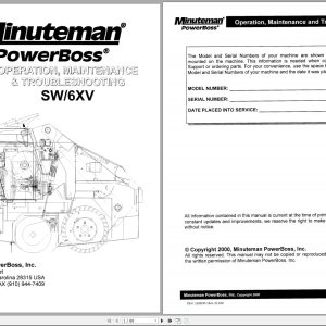 PowerBoss Sweeper SW 6XV Operation Maintenance Troubleshooting Parts Manual (1)