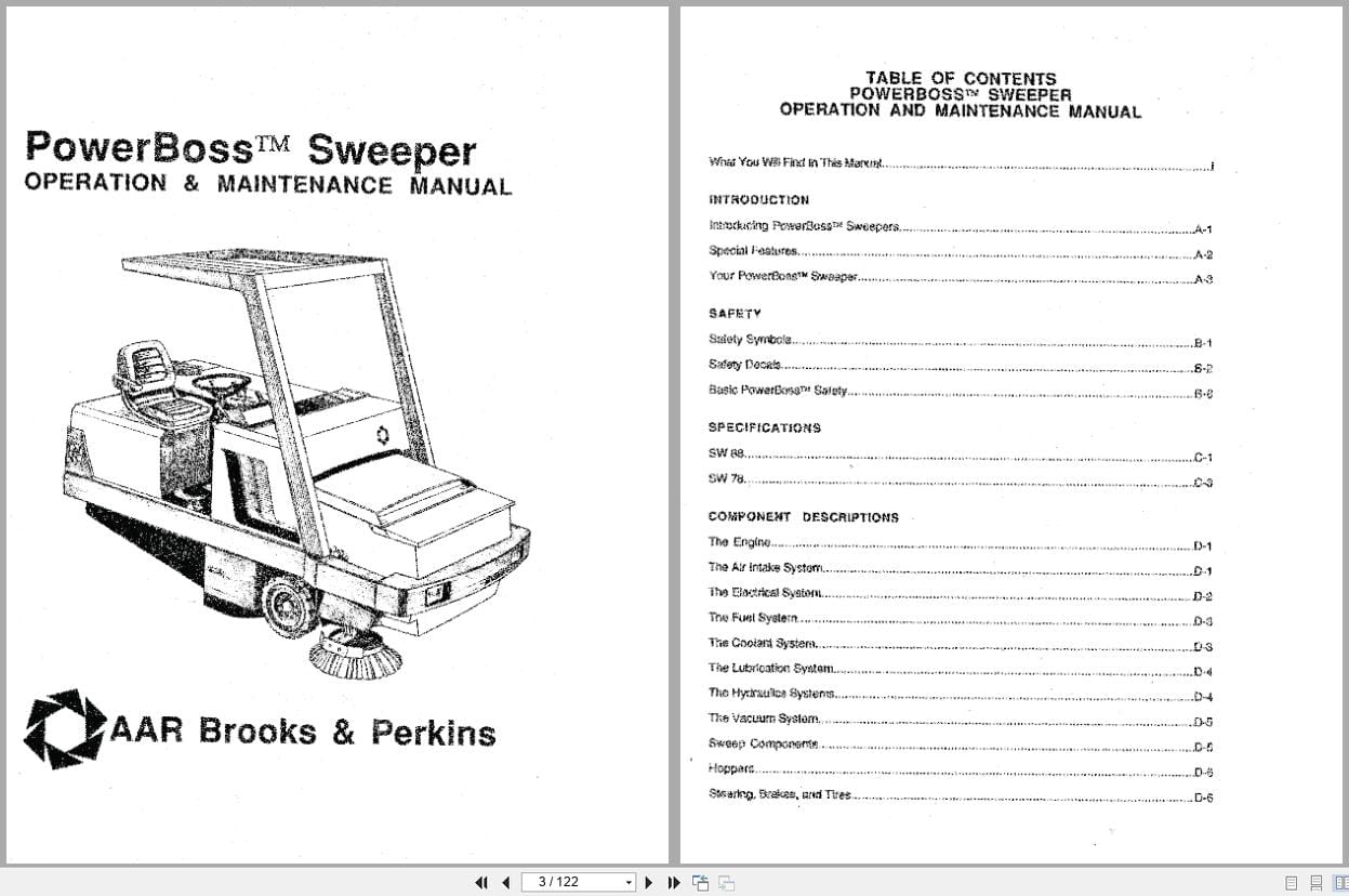 PowerBoss Sweeper SW 88 Operation Maintenance Manual (3)