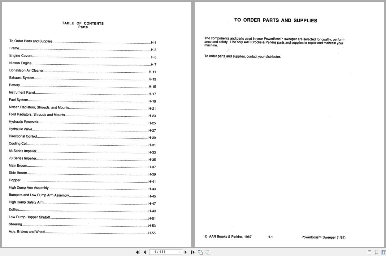 PowerBoss Sweeper SW 88 Operation Maintenance Parts Wiring Diagram (1)