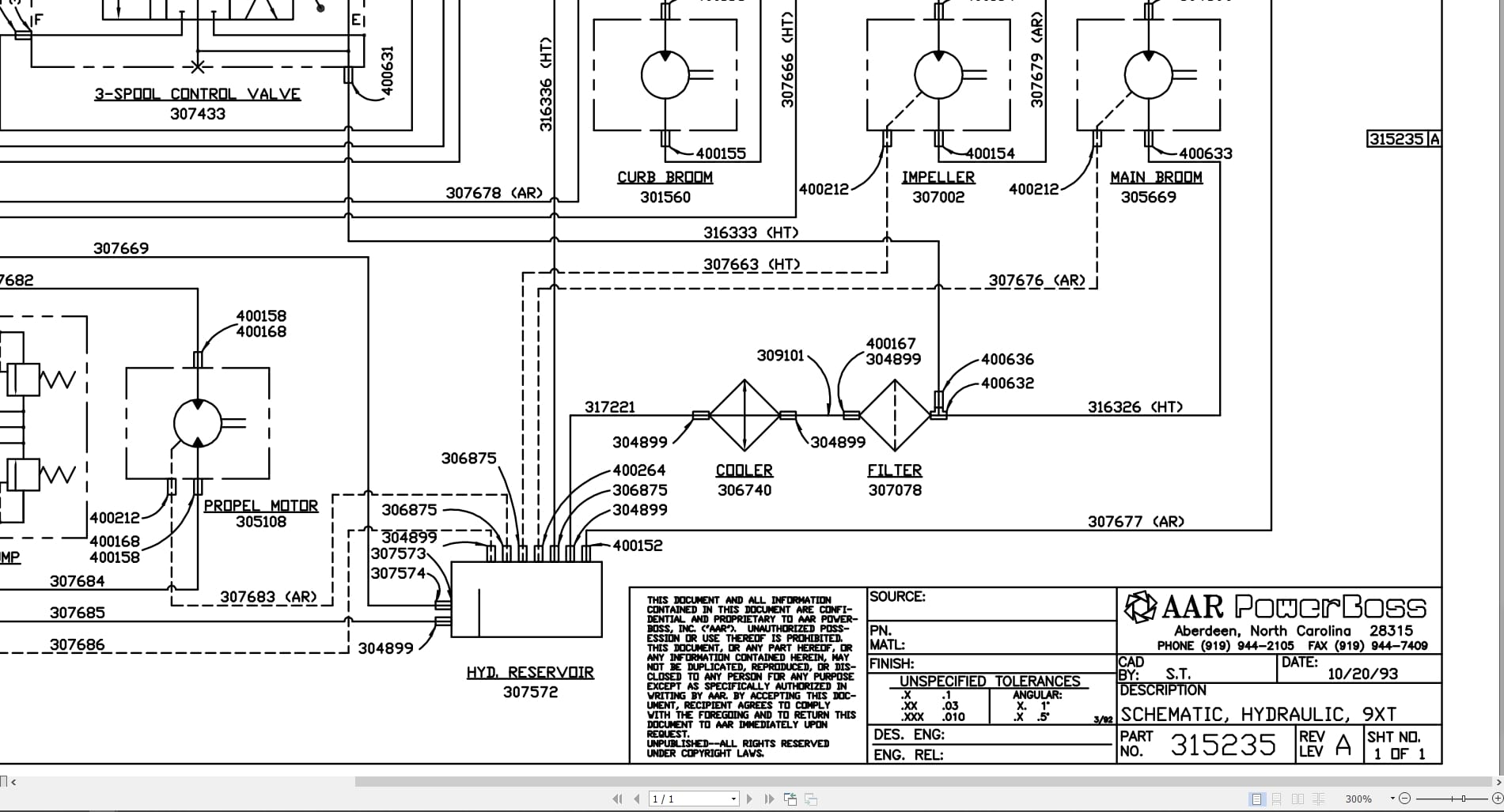 PowerBoss Sweeper SW9XT Hydraulic Schematic 315235 (1)