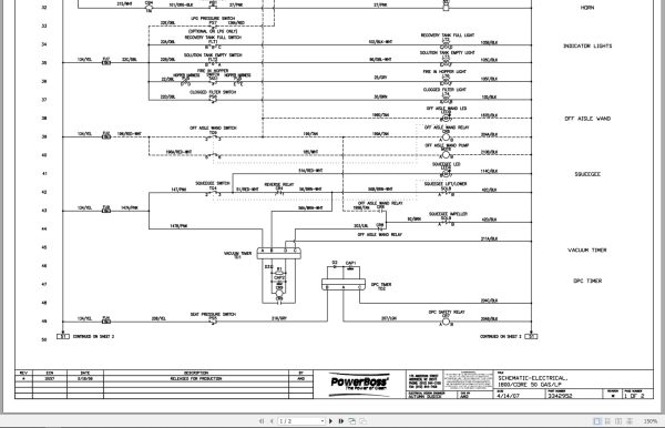 PowerBoss Sweeper Scrubber 1800 Core 50 Gas LP Electrical Schematic 3342952 2007 (1) Powerboss Sweeper Scrubber 1800 Core 50 Gas Lp Electrical Schematic 3342952 2007 (1)