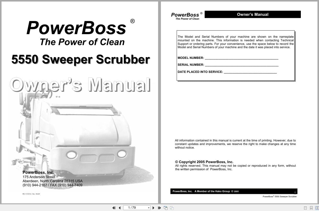 PowerBoss Sweeper Scrubber 5550 Owners Parts Manual Wiring Diagram (1)