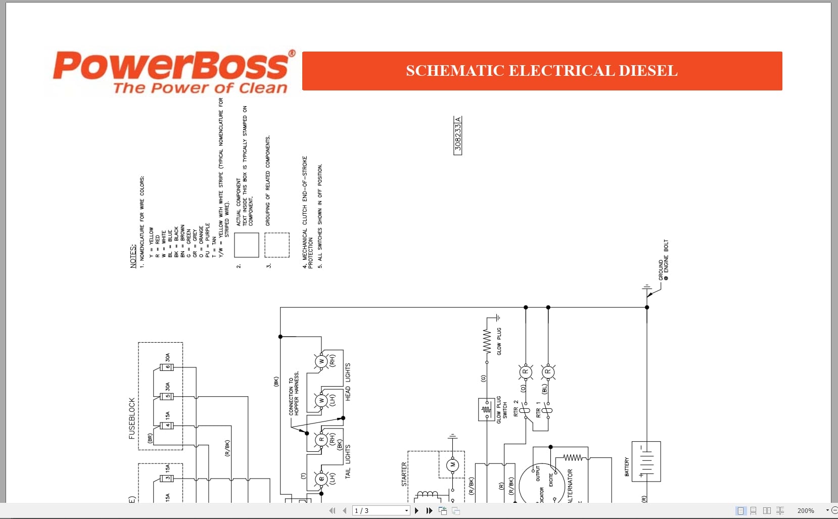 PowerBoss Sweeper Scrubber Commander Series Electrical And Hydraulic Schematic 4100037 2009 (1)