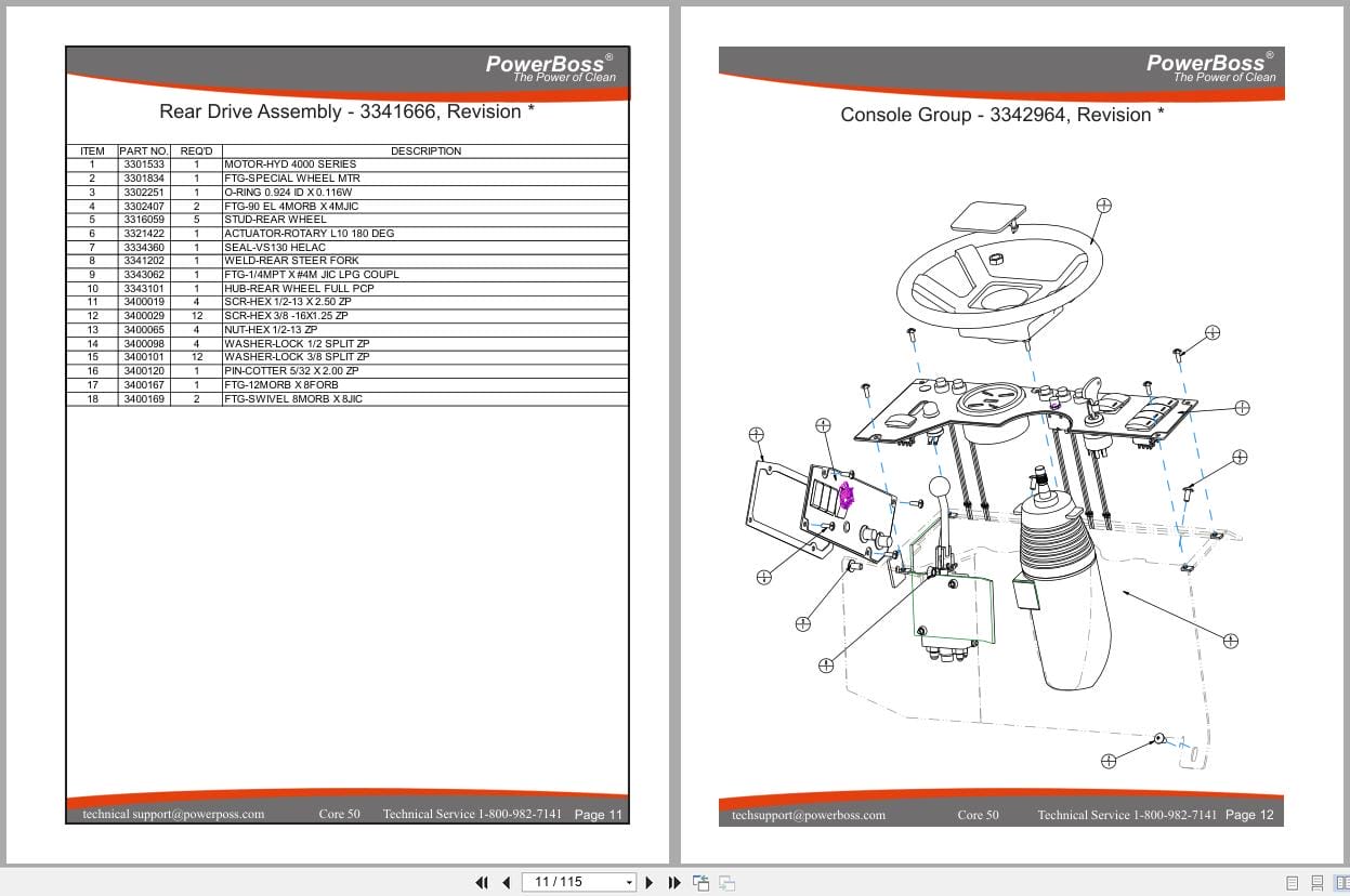 PowerBoss Sweeper Scrubber Core 50 Parts Manual 4100003 2007 (2)