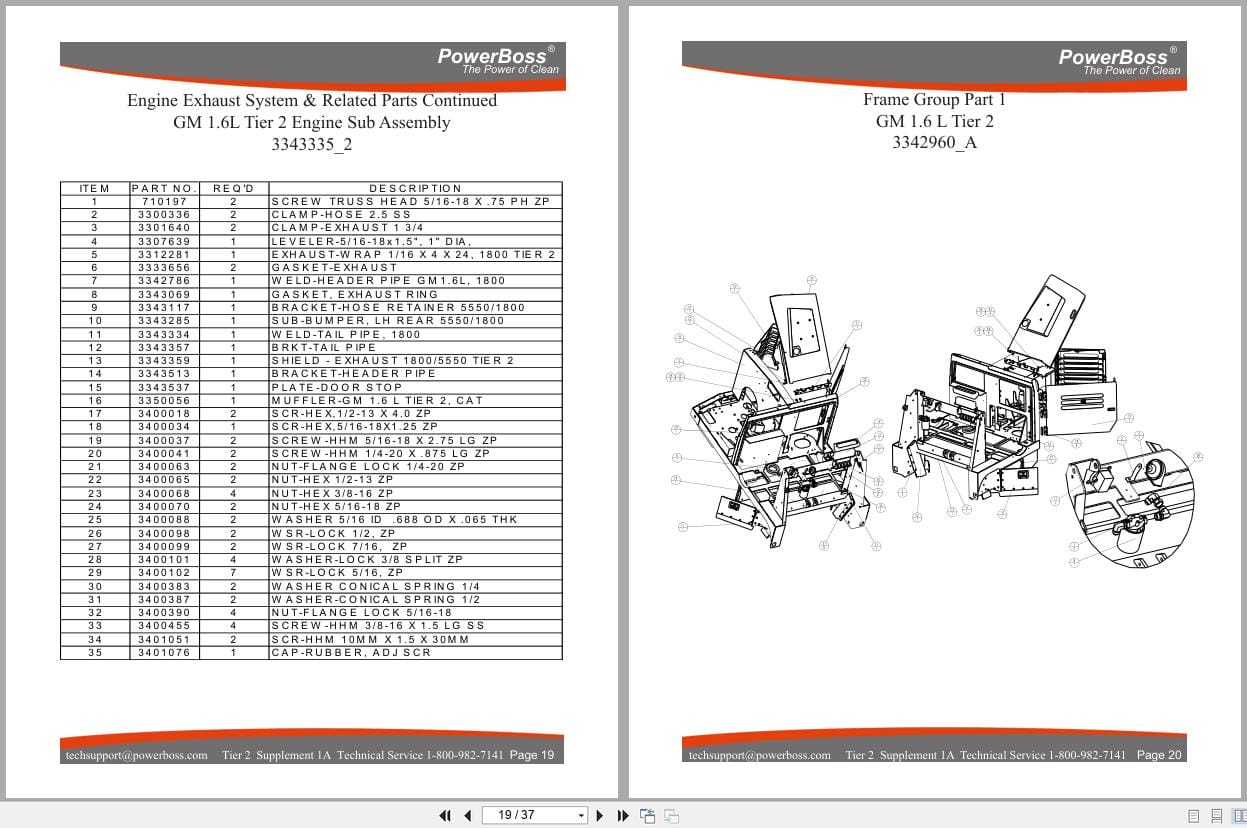 PowerBoss Sweeper Scrubber Core 50 Tier 2 Parts Manual 4100002 2007 (2)