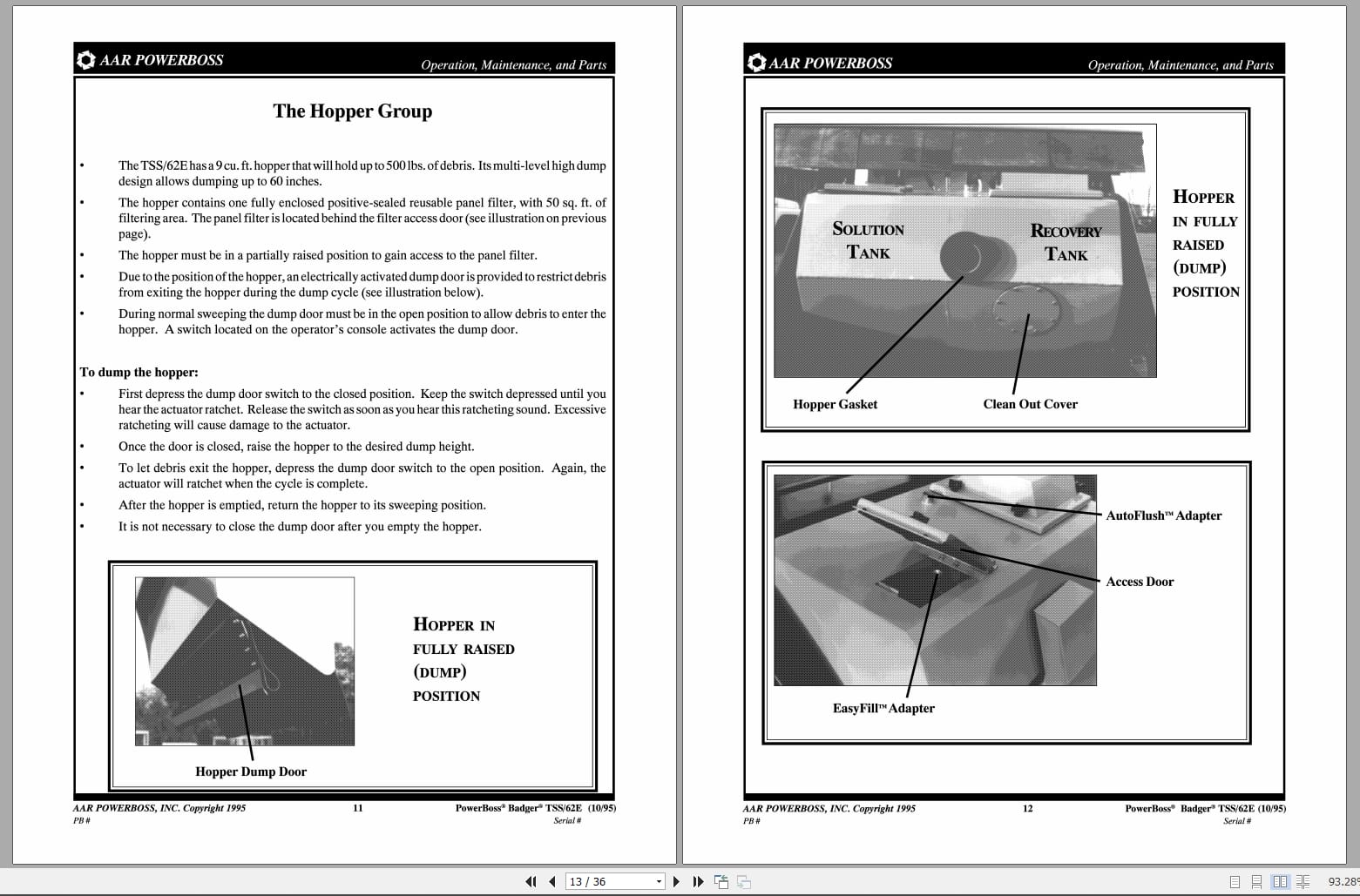 PowerBoss Sweeper Scrubber TSS 62E Operation Maintenance Parts (2)