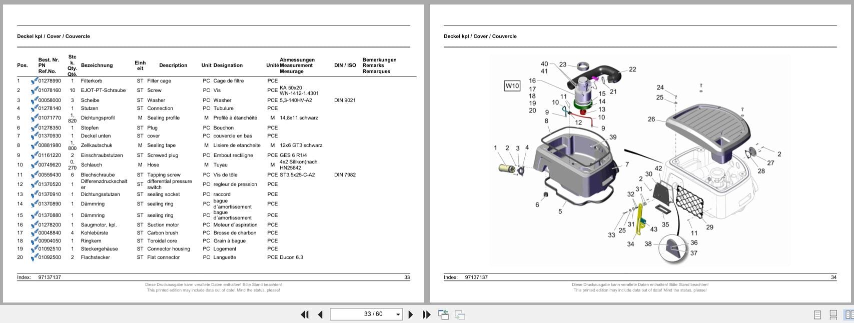 PowerBoss Sweeper Scrubmaster B120R Option Spare Parts List 85 00 1993 780 DE EN FR (2)
