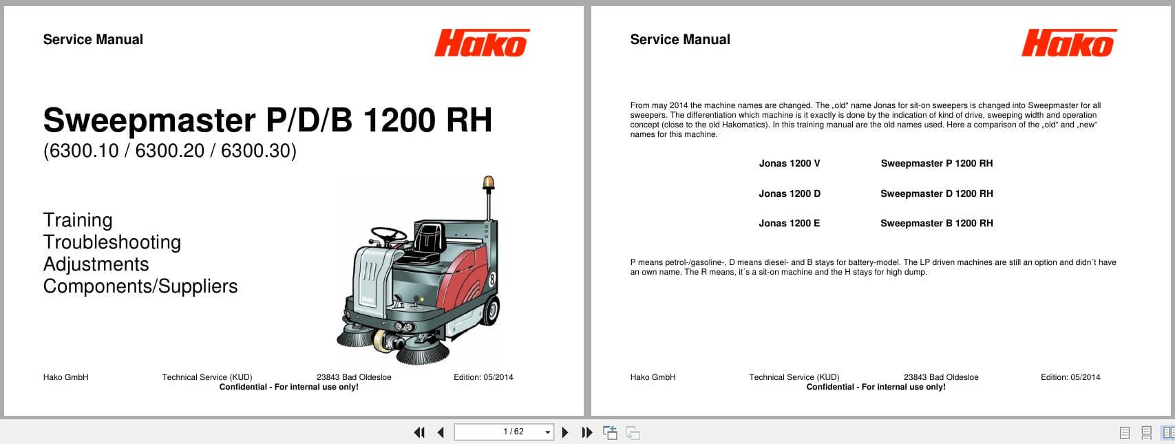 PowerBoss Sweeper Sweepmaster P1200RH D1200RH B1200RH Service Manual 2014 (1)