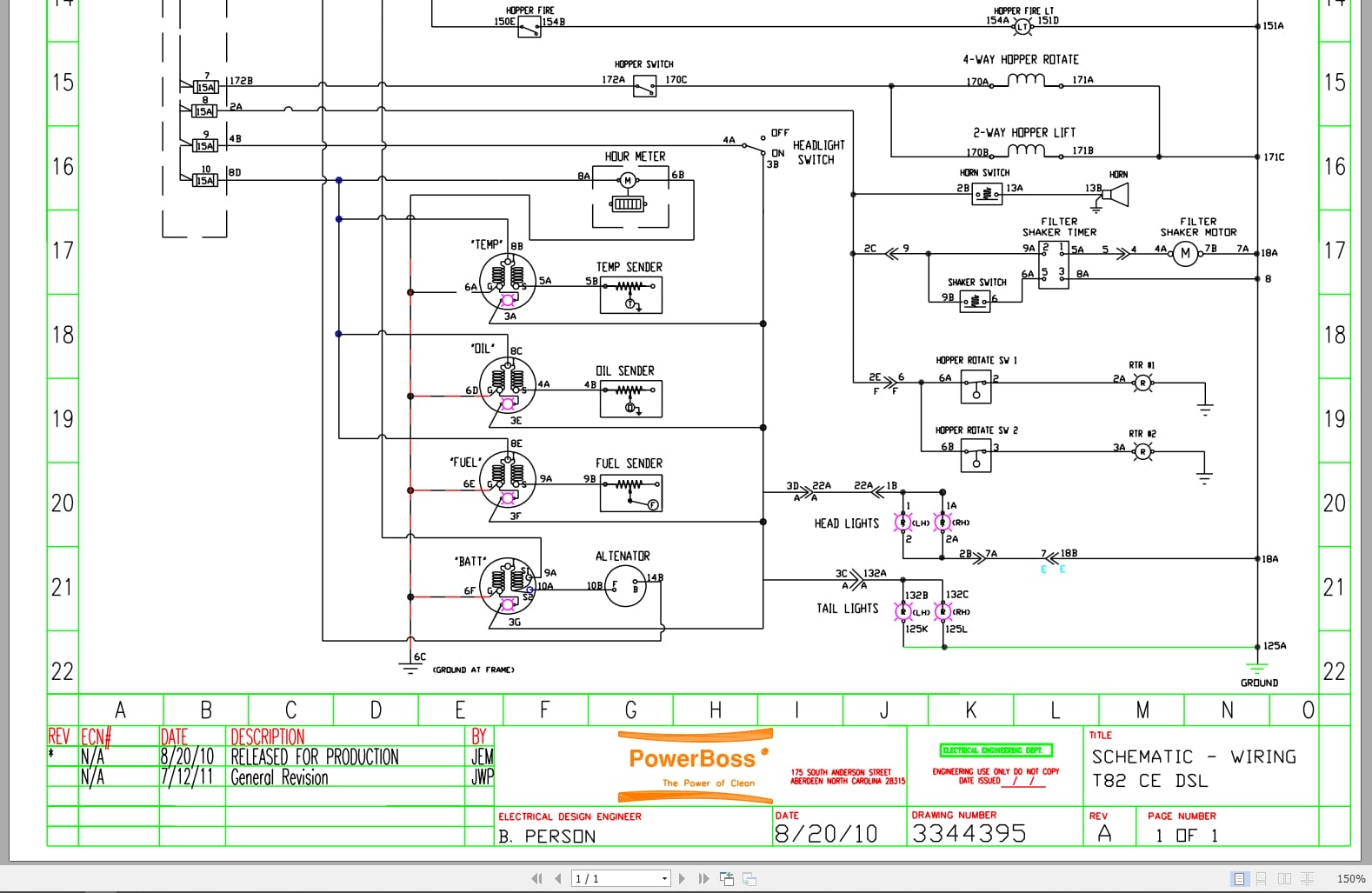 PowerBoss Sweeper T82 CE DSL CE LP GAS Electrical Schematic (1)
