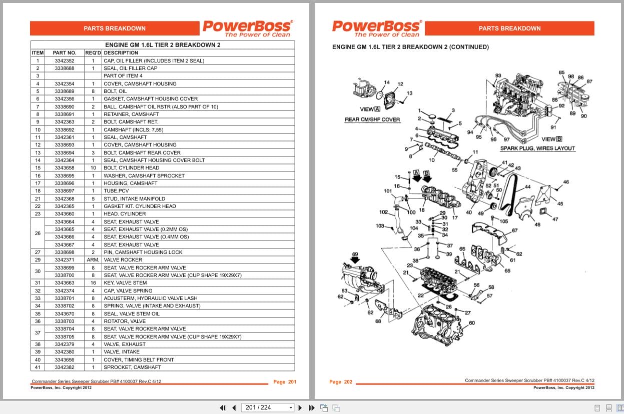 PowerBoss Sweeper T82 T90 C82 C90 Parts Catalog 4100037 2012 (2)