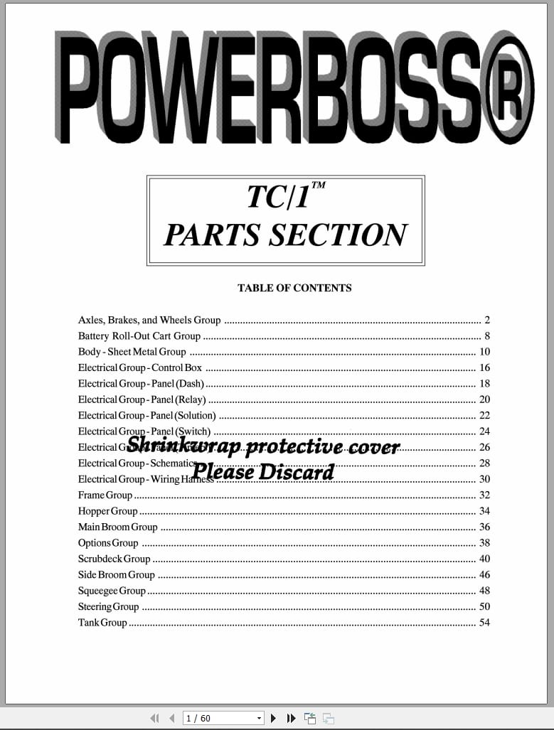 PowerBoss Sweeper TC 1 Parts Manual 9475097 (1)