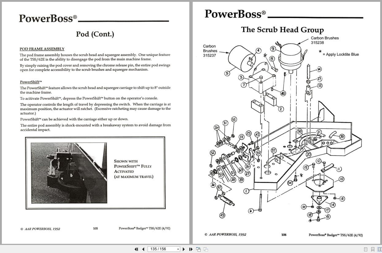 PowerBoss Sweeper TSS 62E CSS 62E Operation Maintenance Parts (2)