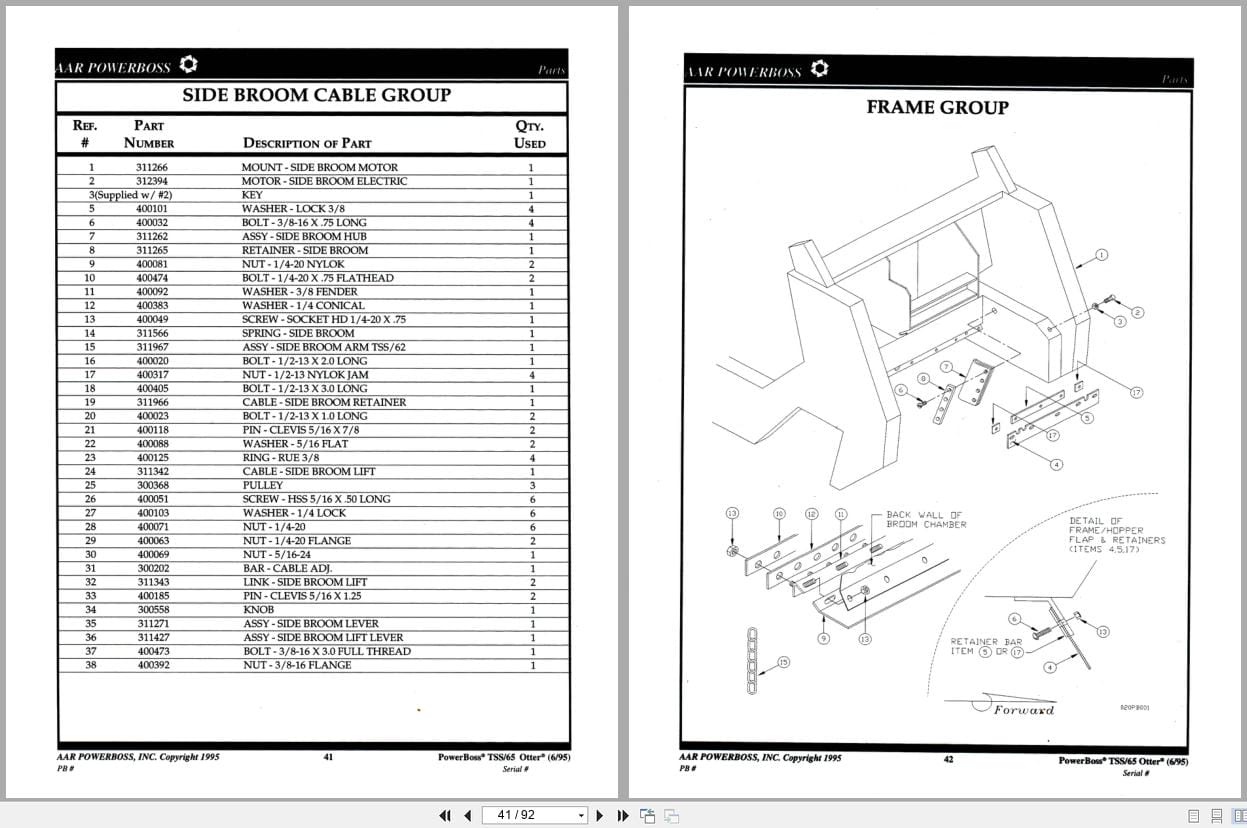 PowerBoss Sweeper TSS 65 CSS 65 Operation Maintenance Troubleshooting Parts (2)