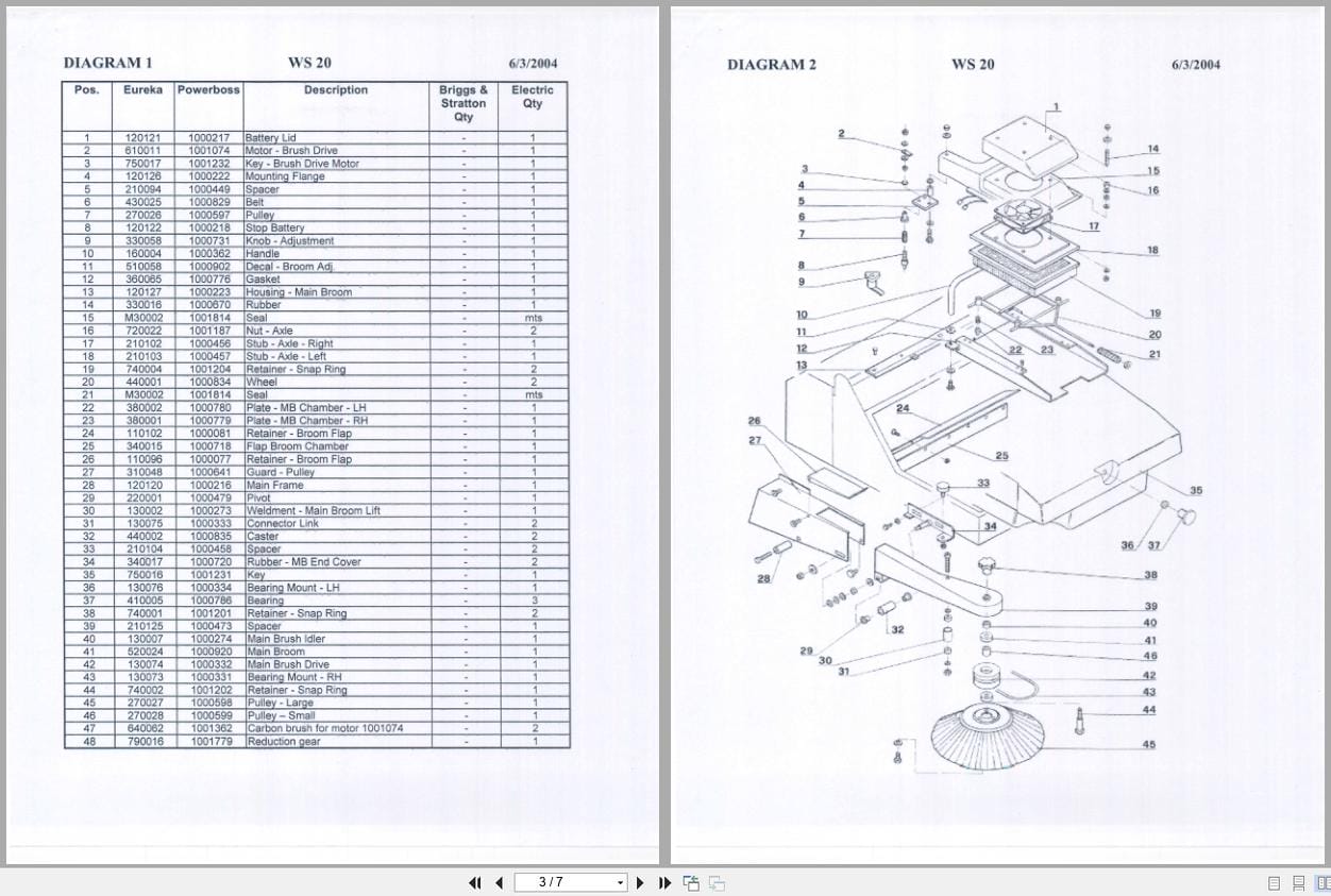 PowerBoss Sweeper WS20 Parts Manual (2)
