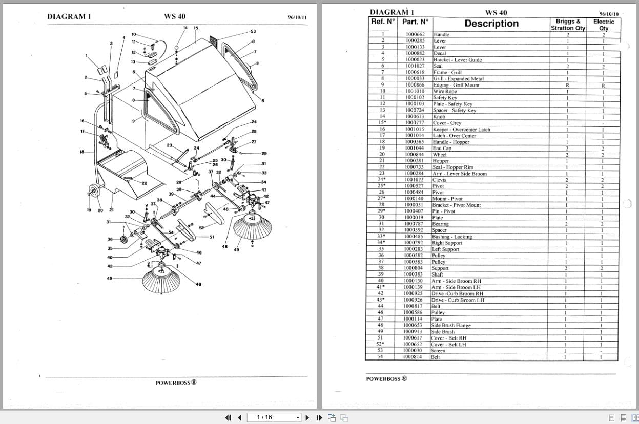 PowerBoss Sweeper WS40 Parts Manual (1)