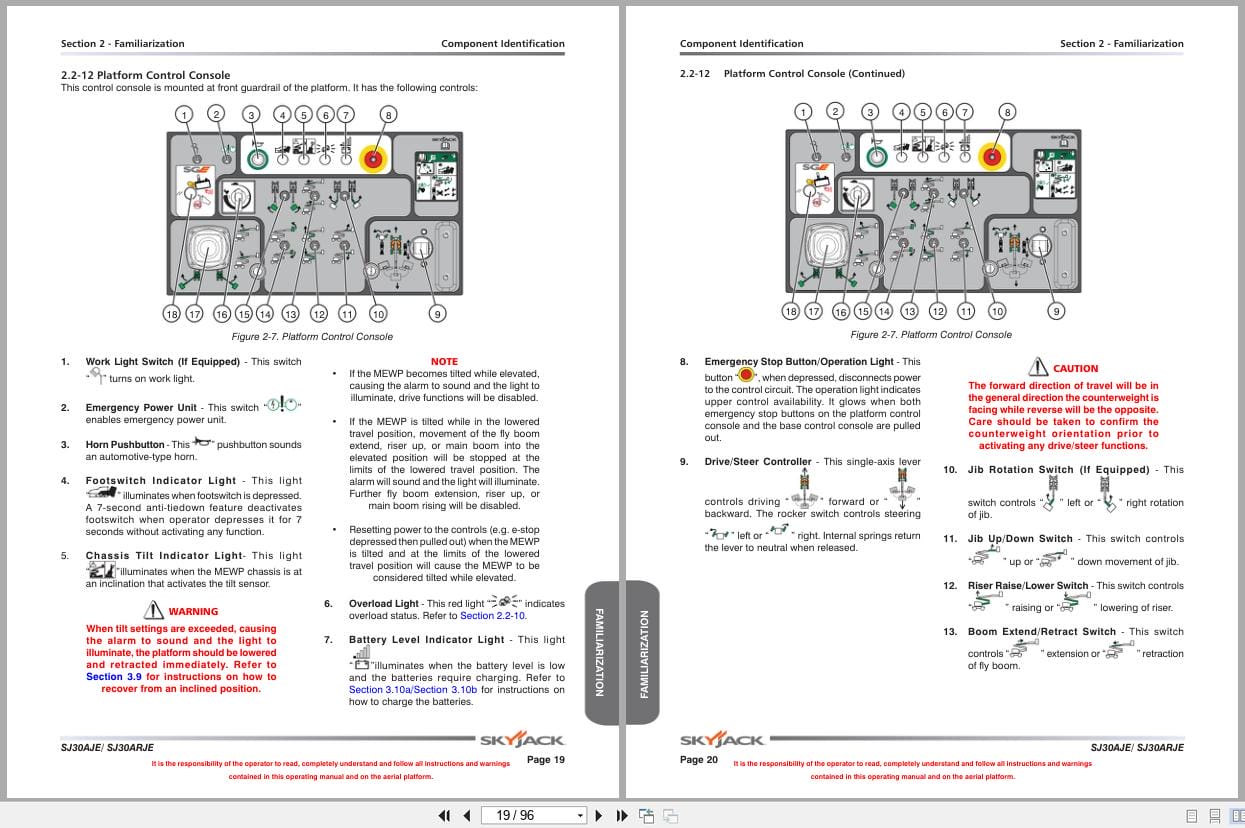 Skyjack Articulating Boom Lift SJ30AJE SJ30ARJE Operating Manual 196403AIA 2021 (2)