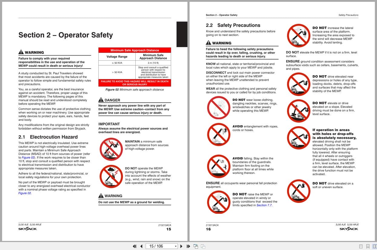 Skyjack Articulating Booms SJ30AJE SJ30ARJE Operating Manual 213213ACA 2021 (2)