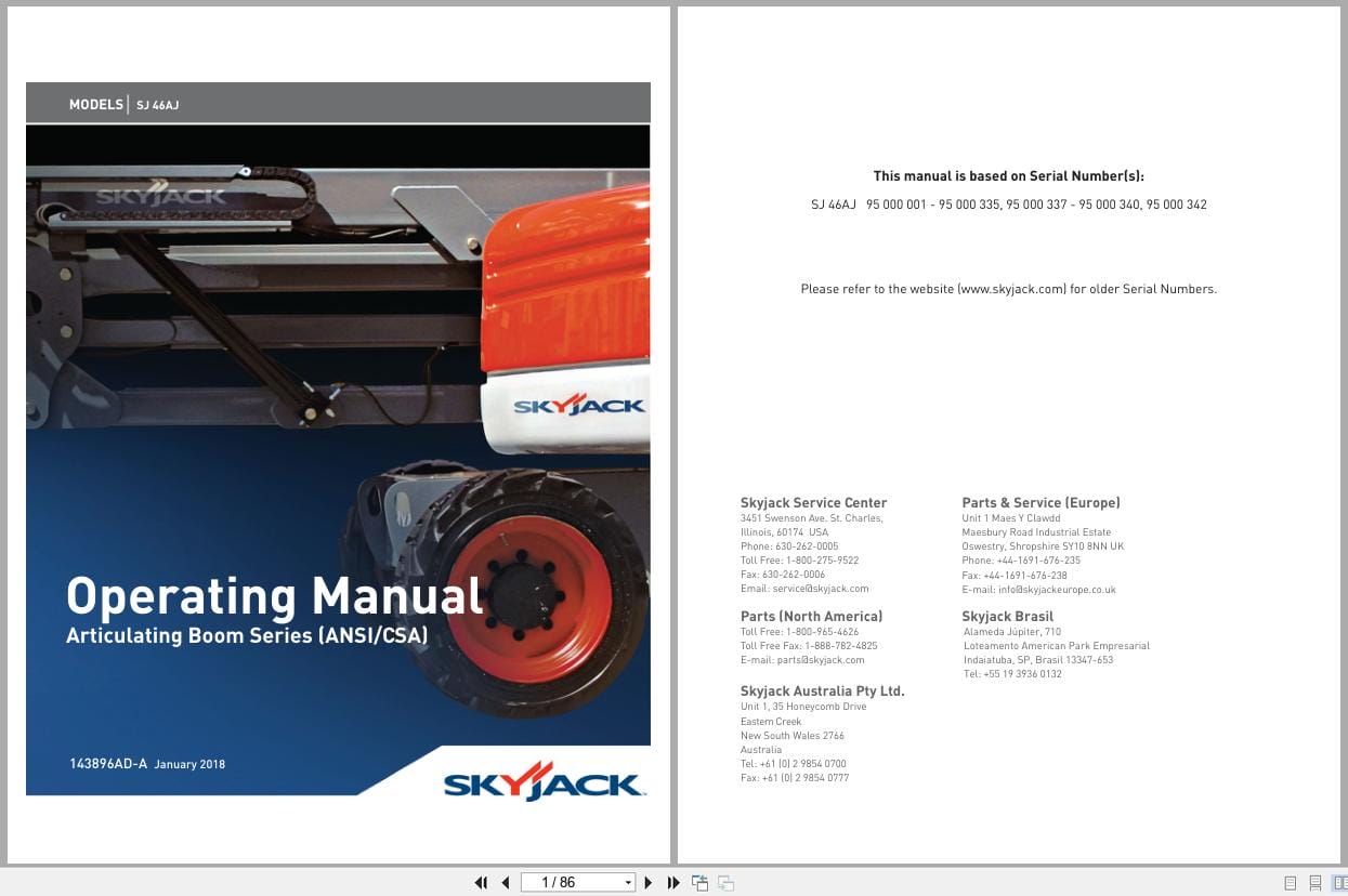 Skyjack Articulating Booms SJ46AJ Operating Manual 143896AD A 2018 (1)