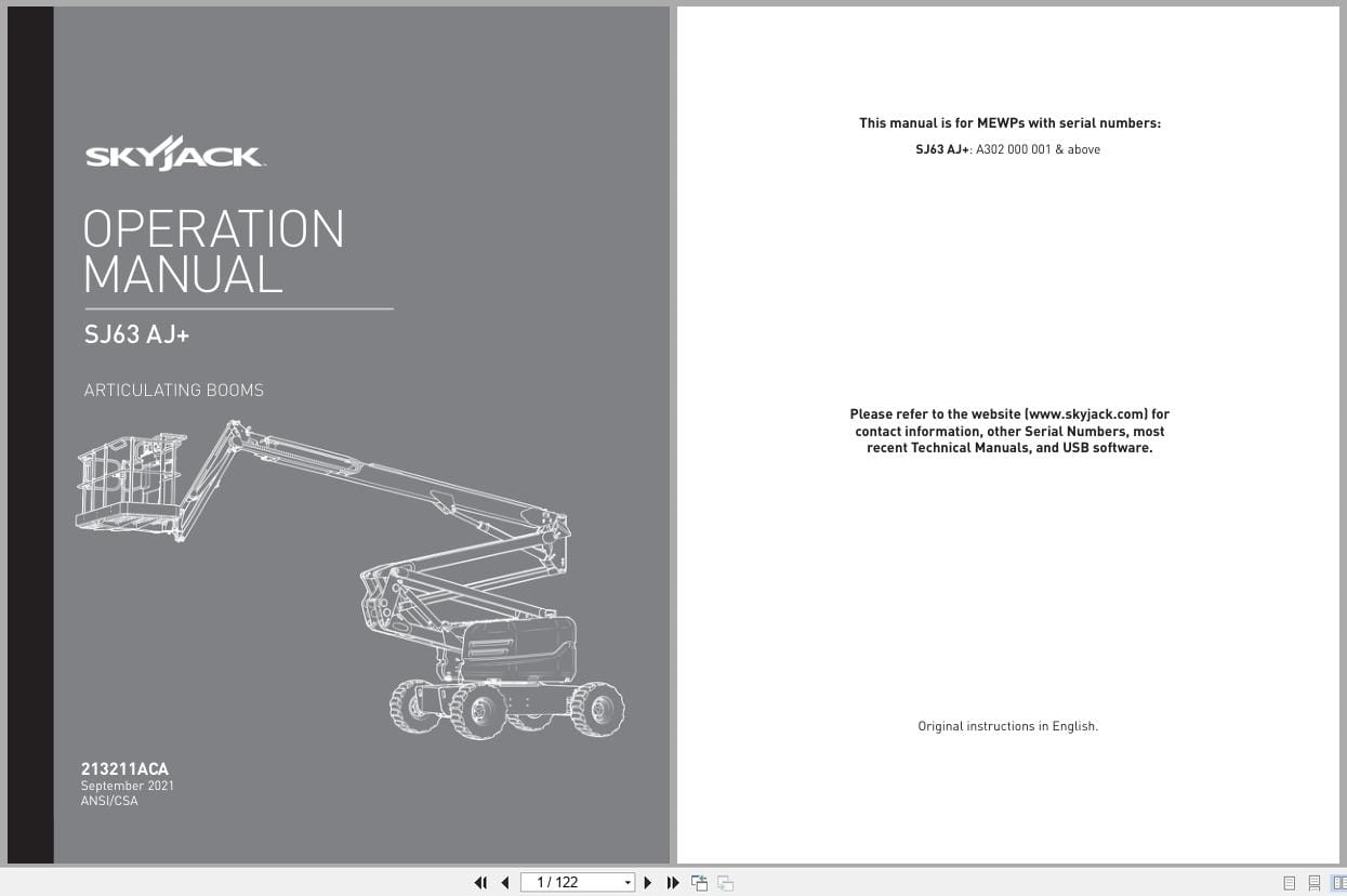 Skyjack Articulating Booms SJ63AJ+ Operating Manual 213211ACA 2021 (1)