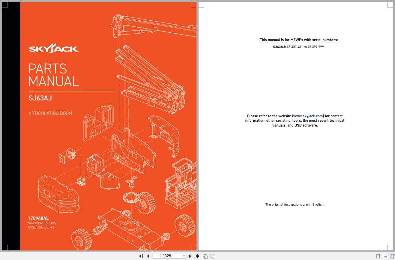 Skyjack Articulating Booms SJ63AJ Parts Manual 170948AL 2022 (1)