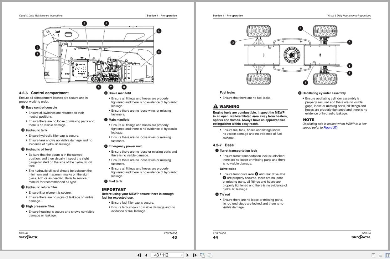 Skyjack Articulating Booms SJ85AJ Operating Manual 213217AAA 2018 (3)
